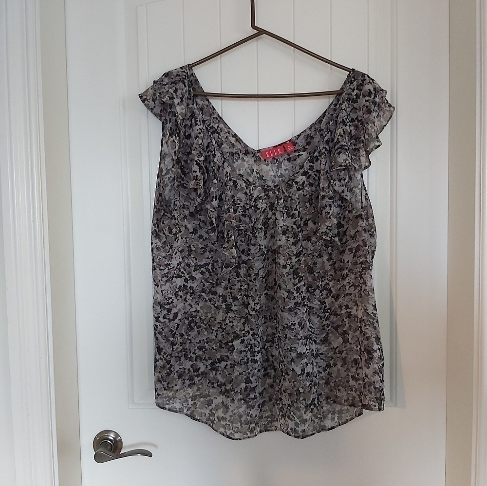 *NEW*ELLE RUFFLED SLEEVELESS  BLOUSE/B4